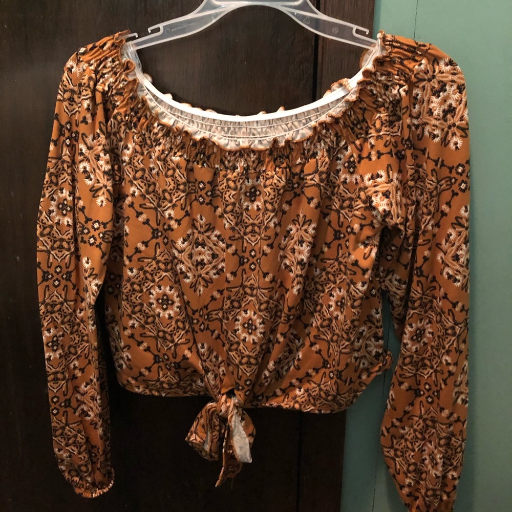 Polly & Ester mustard paisley shirt